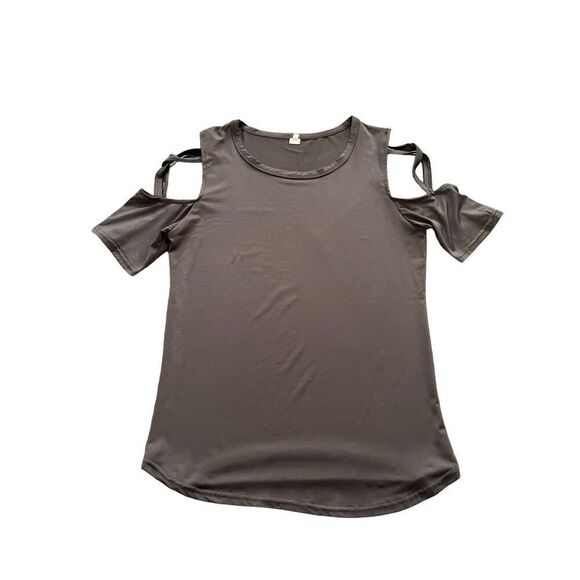 Criss cross cold shoulder tshirt - Picture 2 of 4